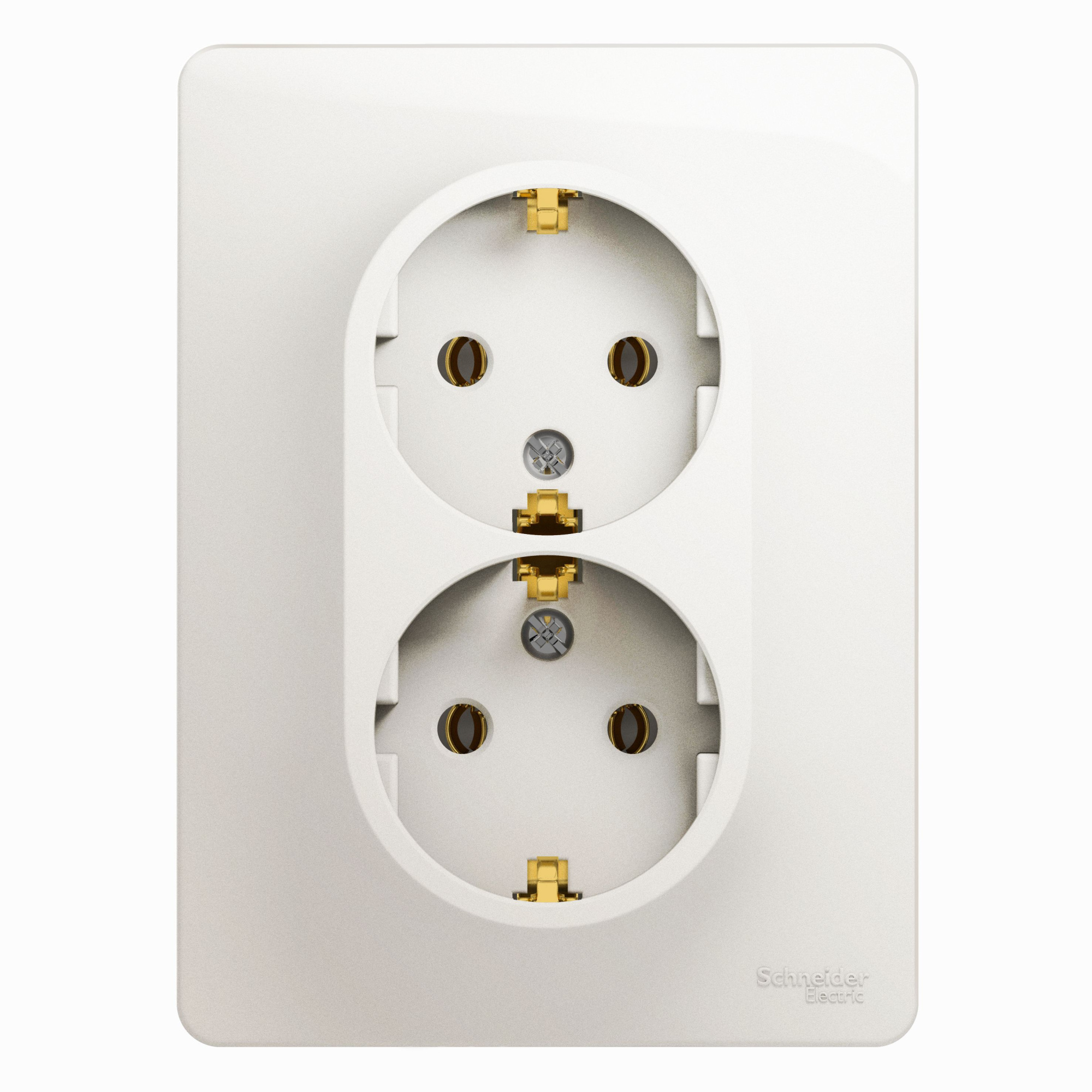Розетка двойная с заземлением, 16А, в сборе (перламутр) Glossa Systeme Electric, GSL000624