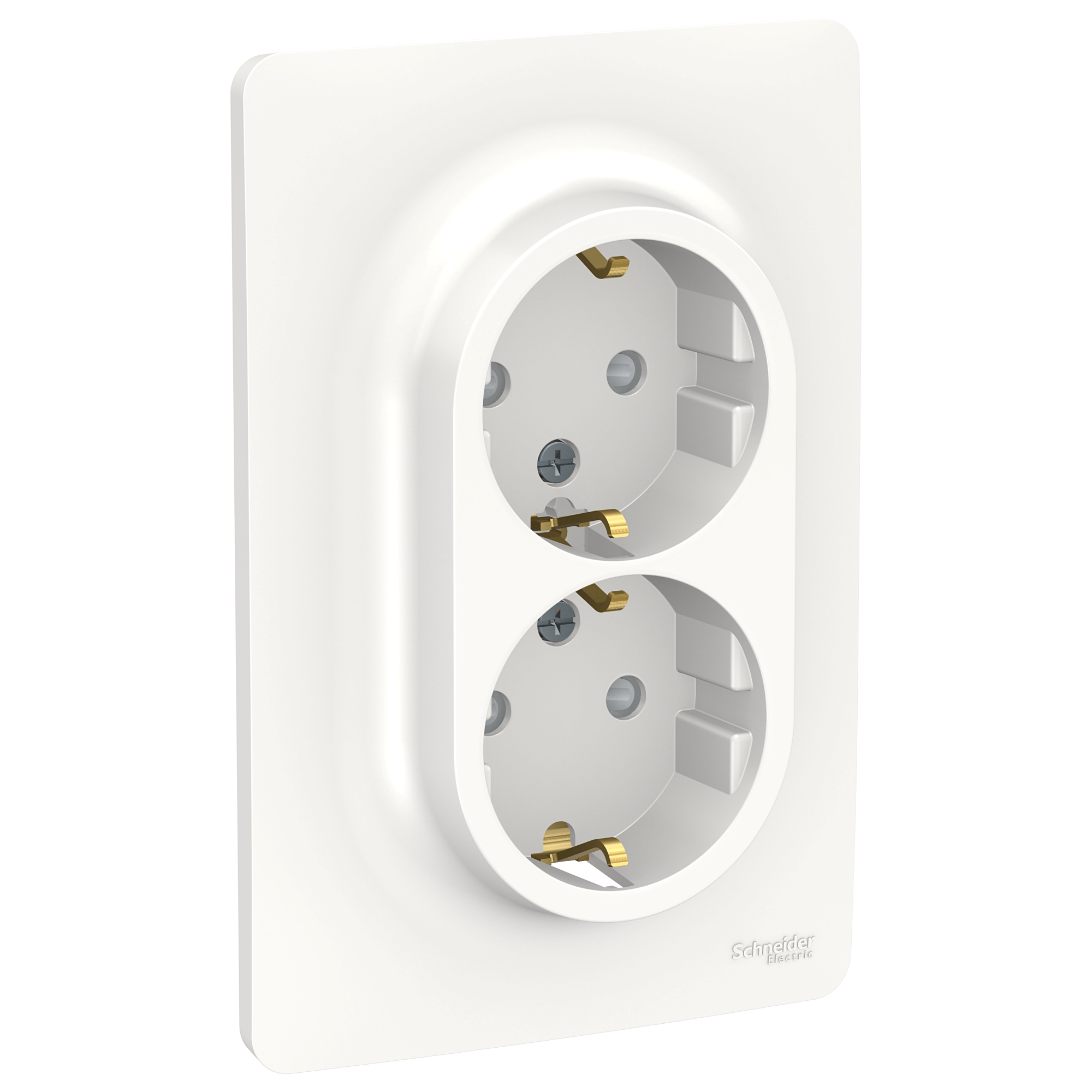Розетка двойная, со шторками, с заземлением, винт. зажим. (белый) Unica New Schneider Electric, NU206718