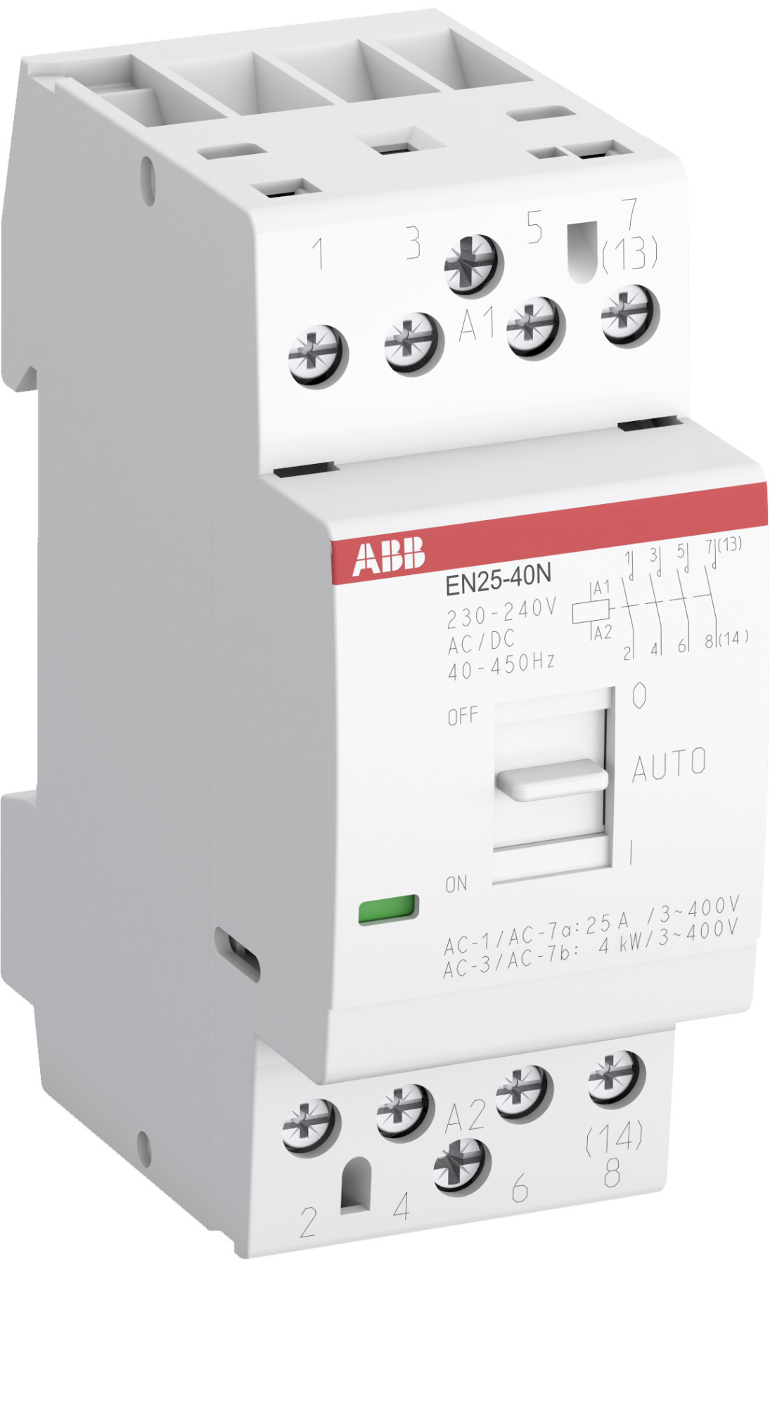 EN25-30N-06 Контактор модульный с ручным управлением (25А АС-1, 3НО), 230В AC/DC ABB, 1SAE232111R0630