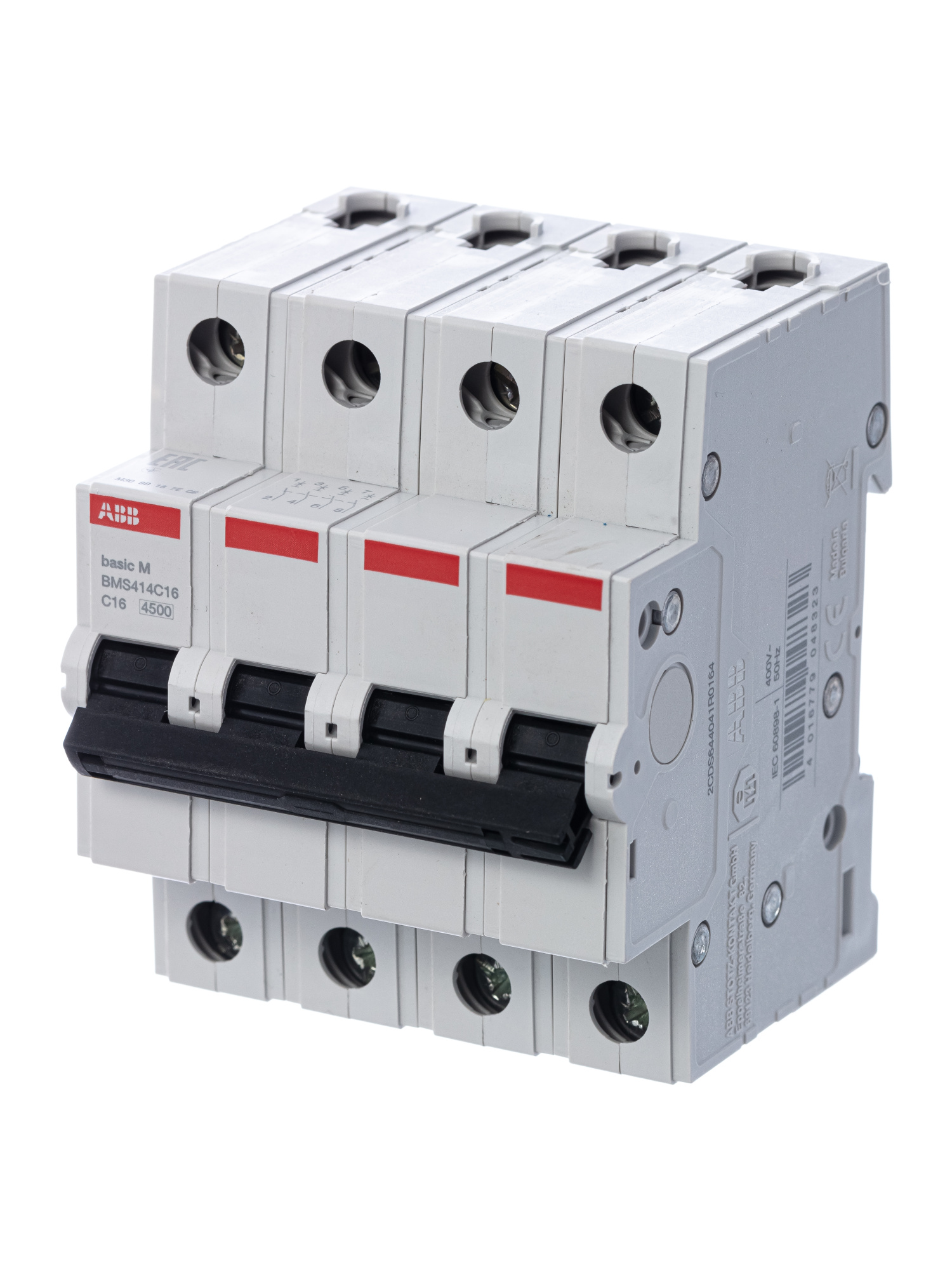 BMS414C16 Автоматический выключатель 4-полюсный, 16А, 4,5kA (хар-ка C) ABB, 2CDS644041R0164