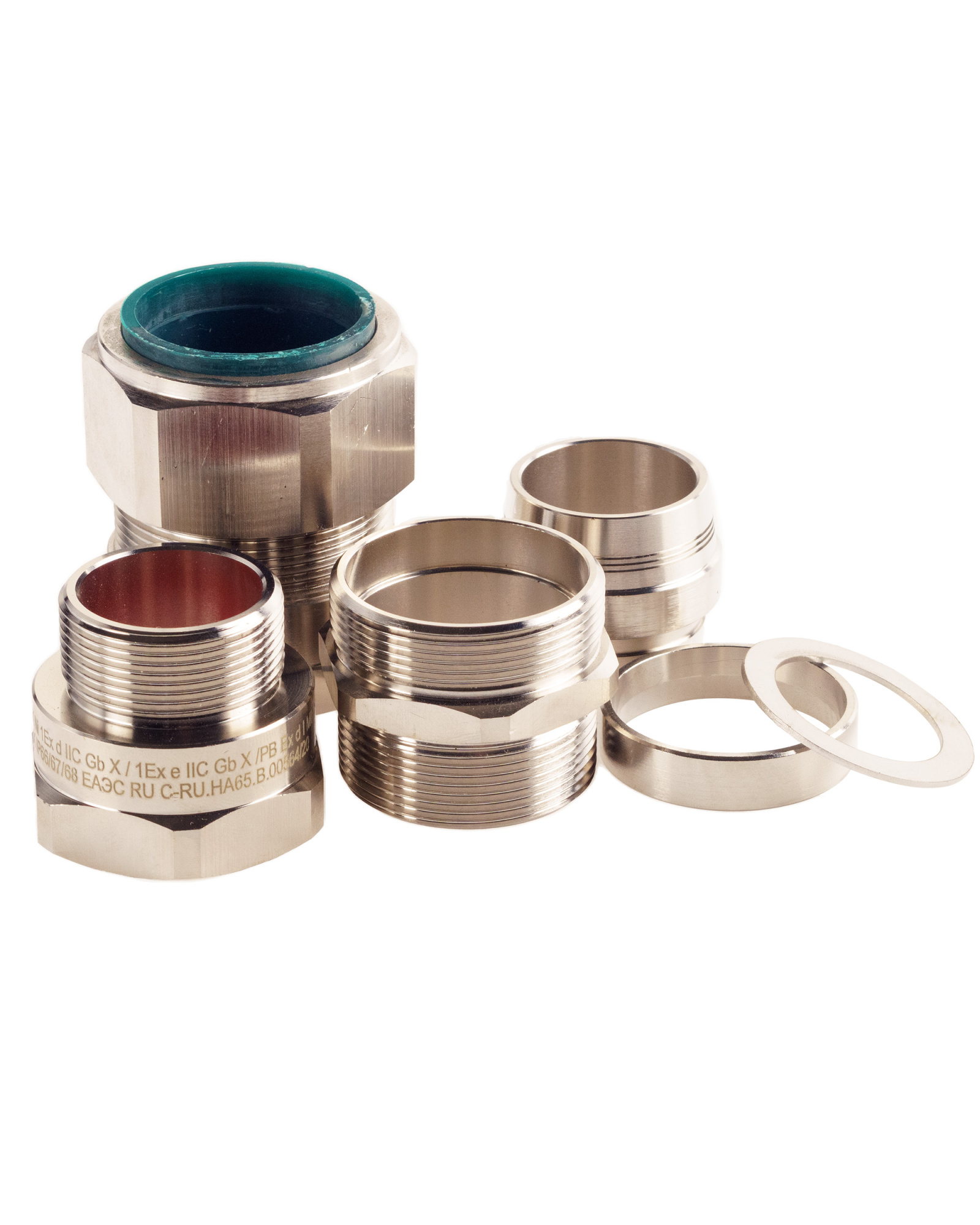 Extherm Extherm 32AK 05 Кабельный ввод взрывозащищенный М32х1,5 с уплотнением для бронированного силового кабеля d вн. 17-25,9 мм, d нар.23,7-33,9 мм, М32x1,5 6g, 1ExdIIC Gb X / 1ExeII Gb X, IP66/67/68 и гайкой, латунь