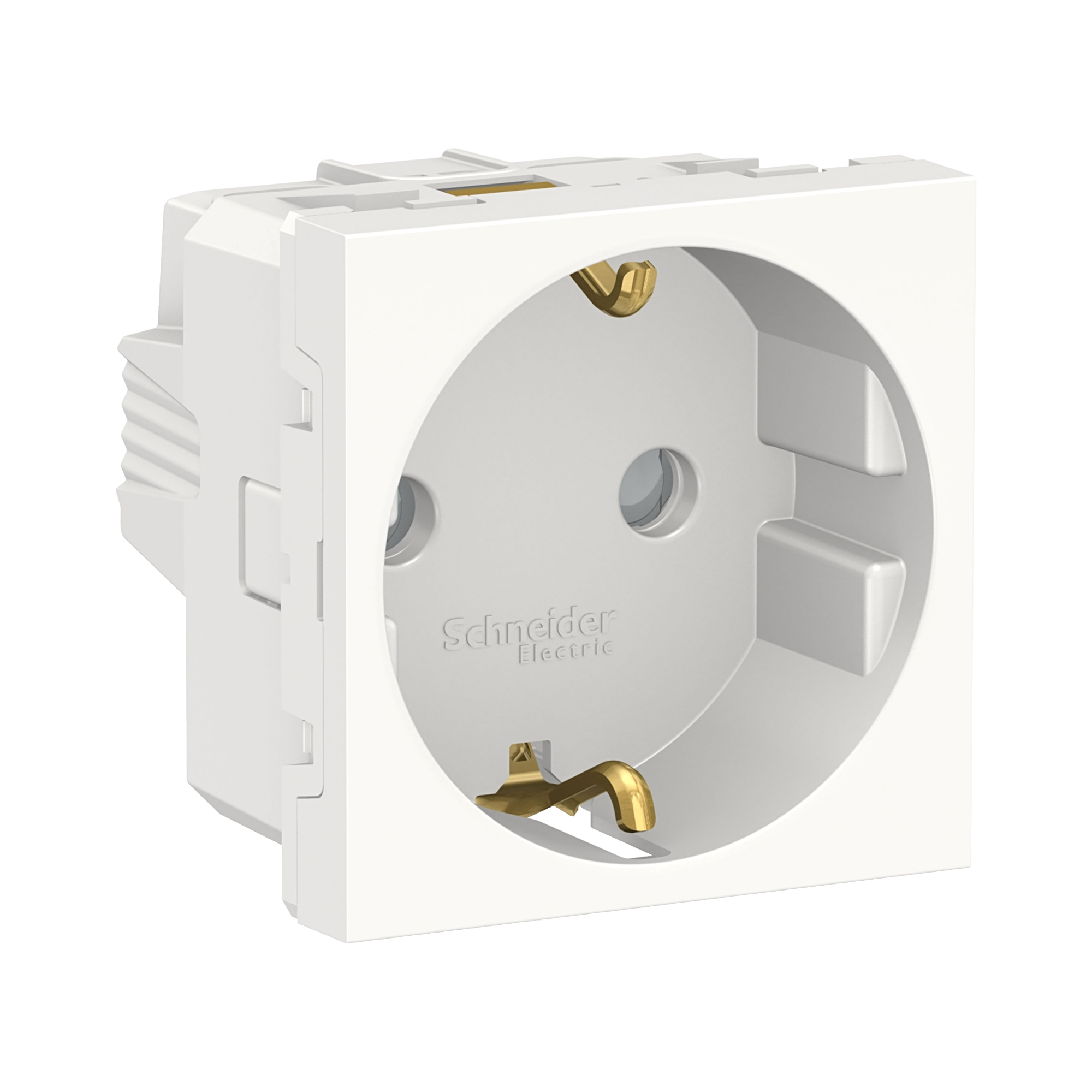 Розетка с заземл., со шторк., винт. зажим, 16а, 250в, 2 мод.(белый) Unica Modular Schneider Electric, NU303718
