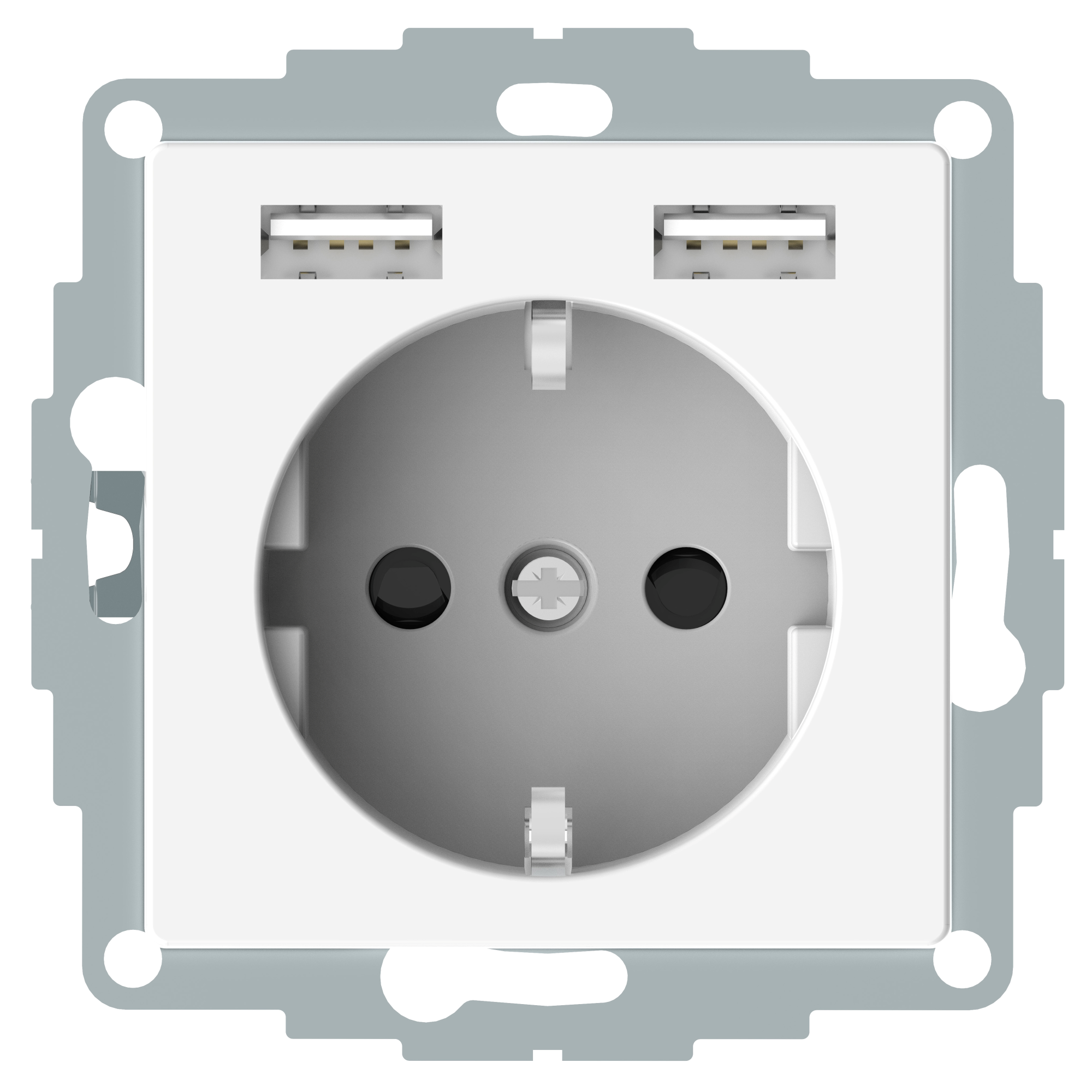 Розетка SCHUKO с 2 USB c зарядным устройством 2,4 a, sm (белый) Merten Schneider Electric, MTN2366-0319