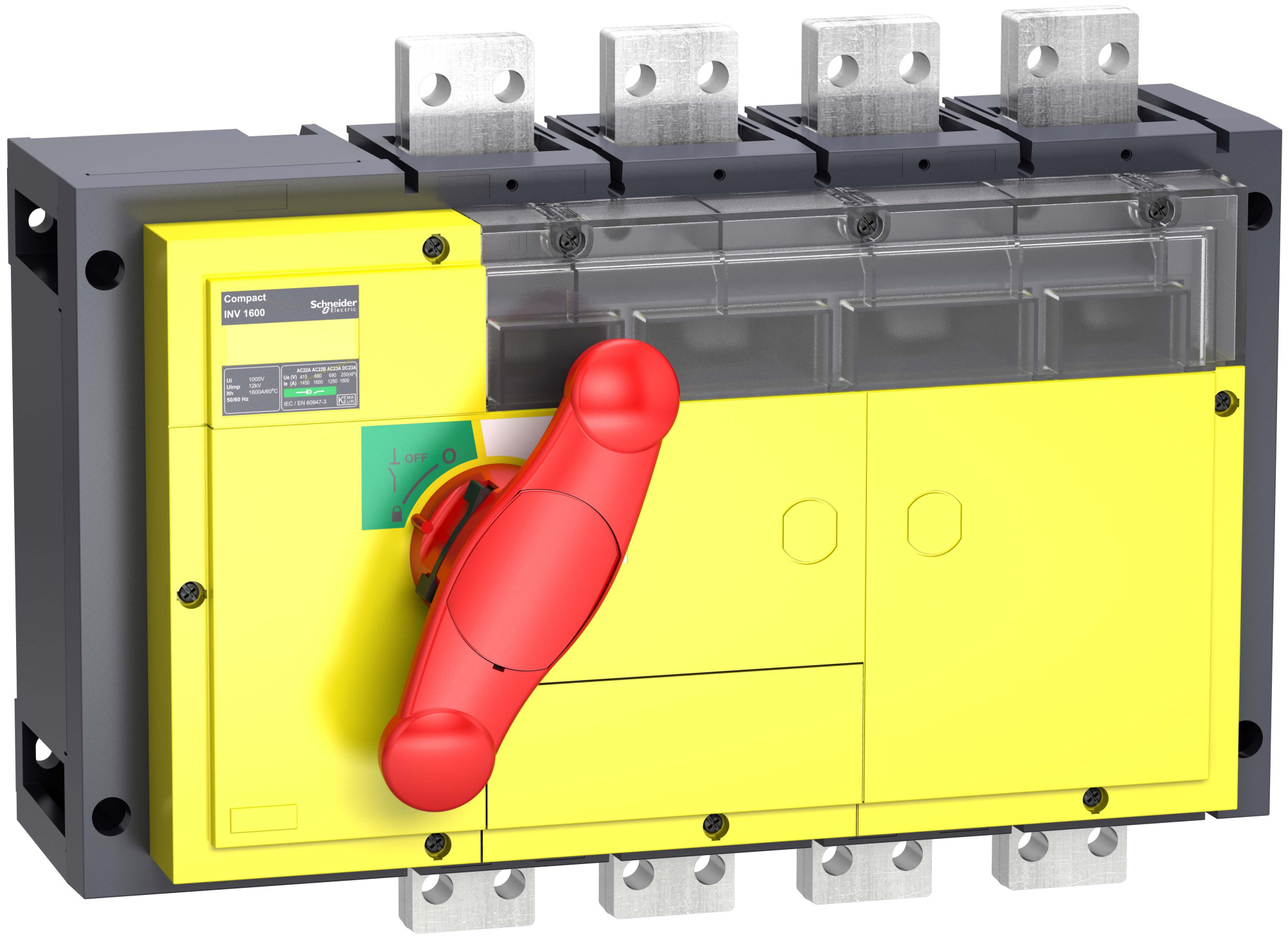 Выключатель-разъединитель inv1250 4п красная рукоятка/желтая панель Schneider Electric, 31377
