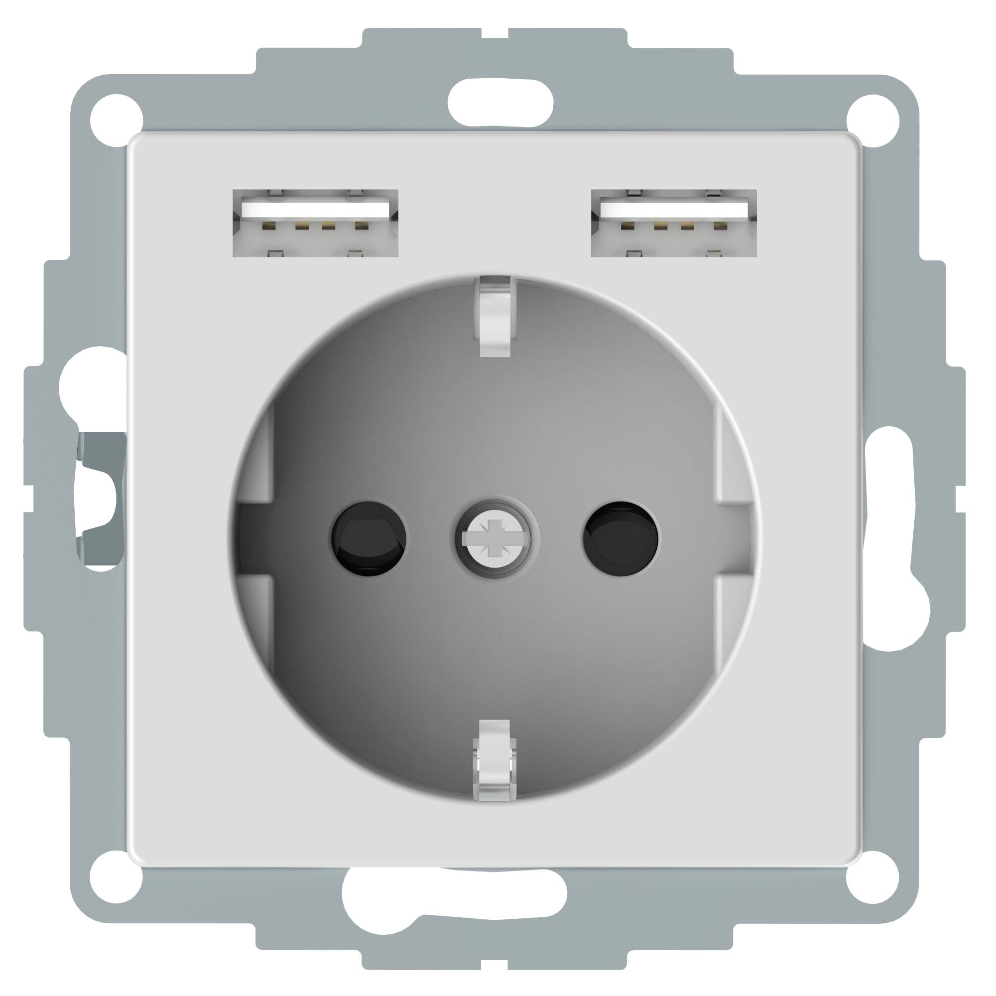 Розетка SCHUKO с 2 USB c зарядным устройством 2,4 a, sm (активный белый) Merten Schneider Electric, MTN2366-0325