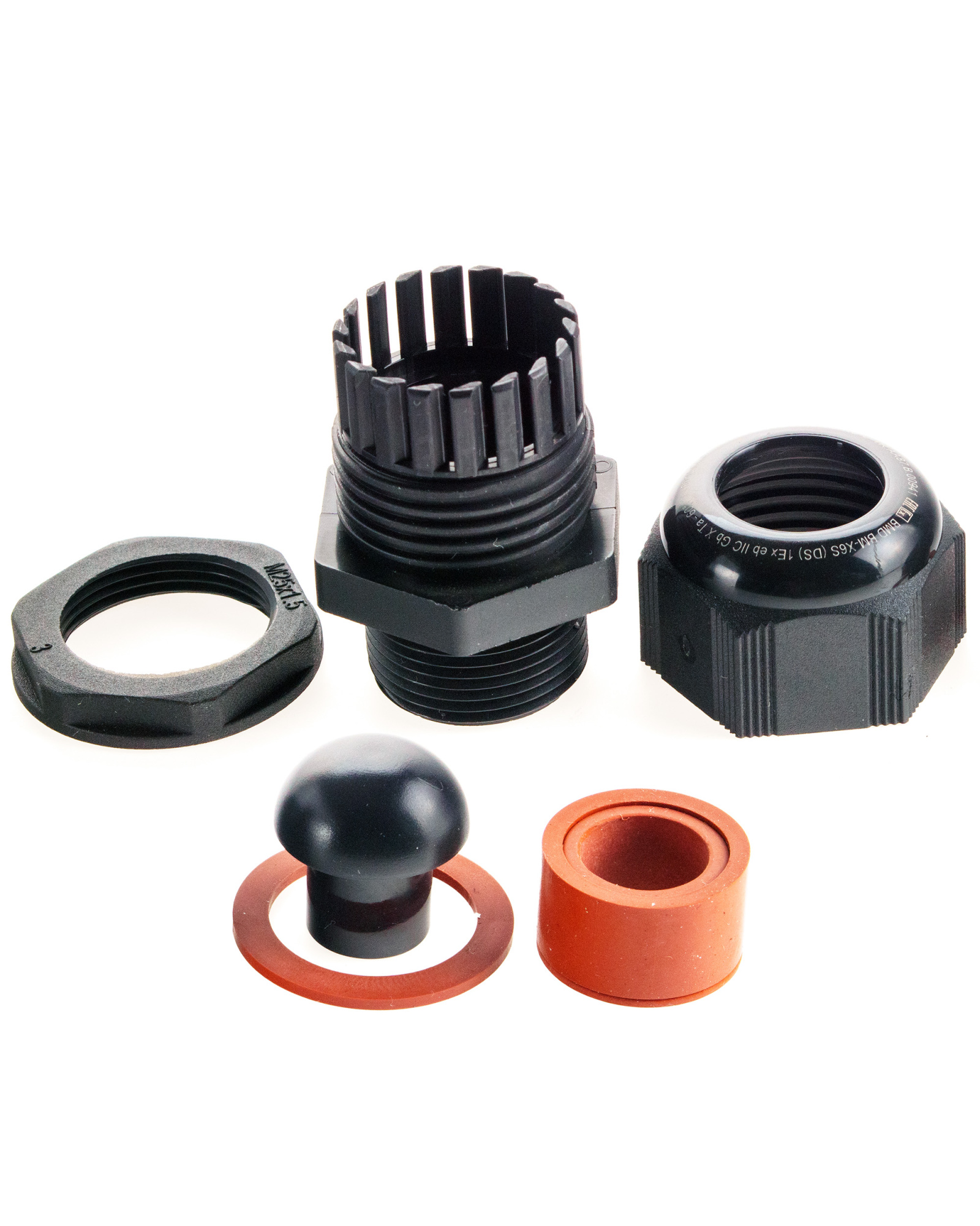 Extherm Extherm BM-X6S-LP (DS) Кабельный ввод взрывозащищенный М25х1,5 с уплотнением  для небронированного силового кабеля Ø10-18мм,  с уплотнительным кольцом и контргайкой, полиамид