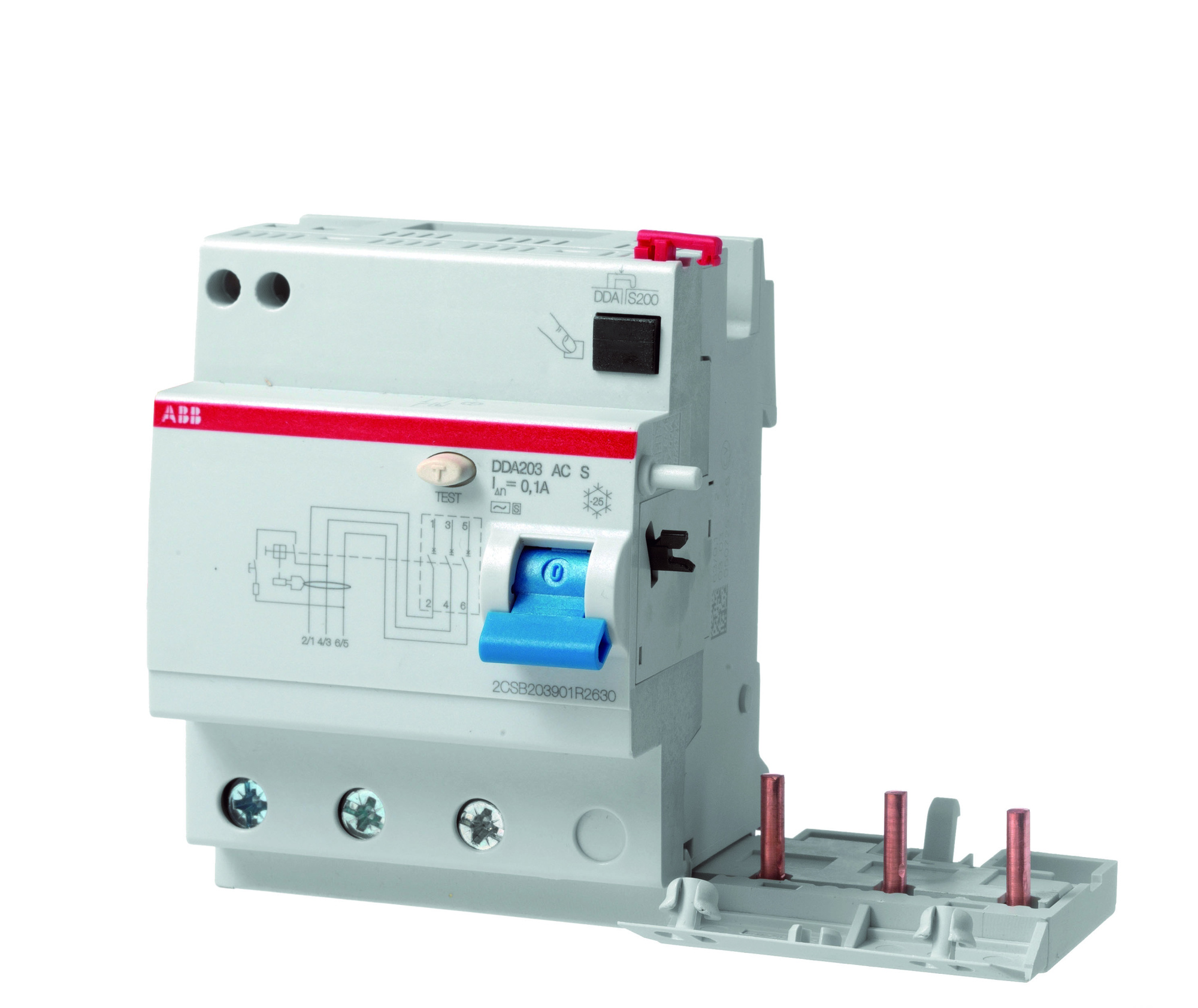 DDA203 AC 63/300 Блок дифференциального тока 3-полюсный, 63A, 300mA, тип АC ABB, 2CSB203001R3630