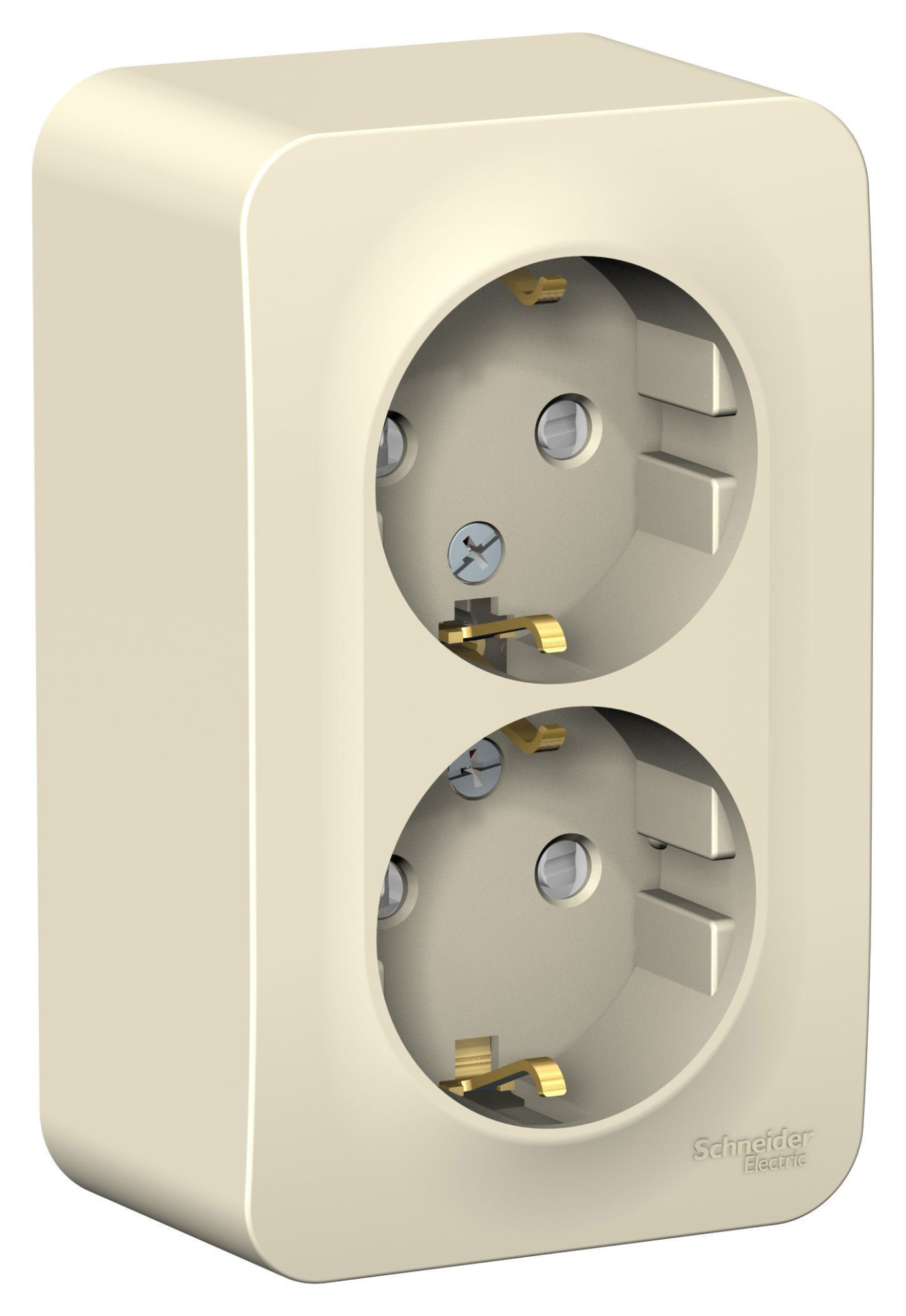 Розетка двойная, с заземлением, со шторками, О/У, 16А, 250В (молочный) Blanca Systeme Electric, BLNRA011202