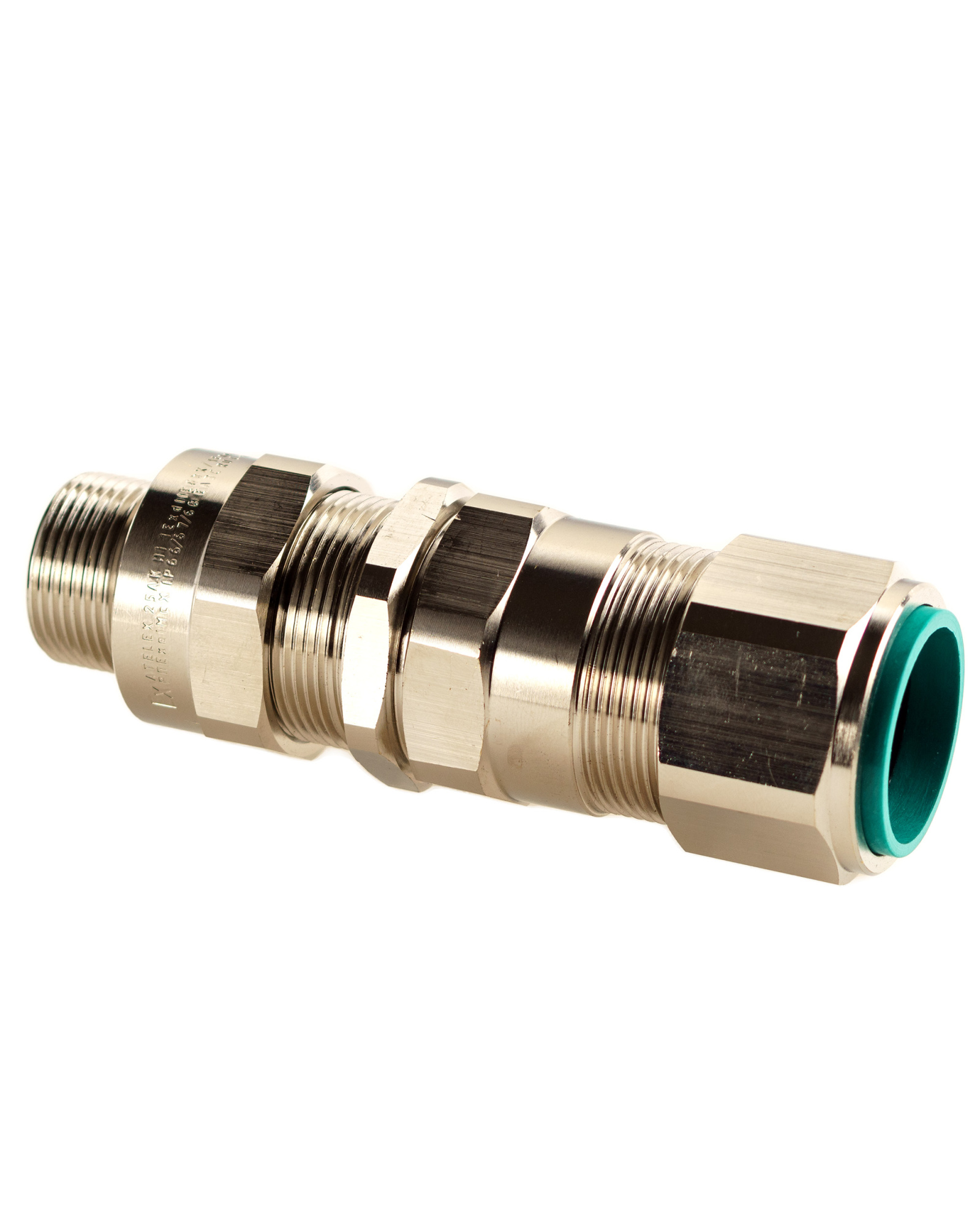 Extherm Extherm 25AK 05 Кабельный ввод взрывозащищенный М25х1,5 с уплотнением для бронированного силового кабеля d вн. 11,1-19,9 мм, d нар.18,2-26,2 мм, М25x1,5 6g, 1ExdIIC Gb X / 1ExeIIC Gb X, IP66/67/68 и гайкой, латунь