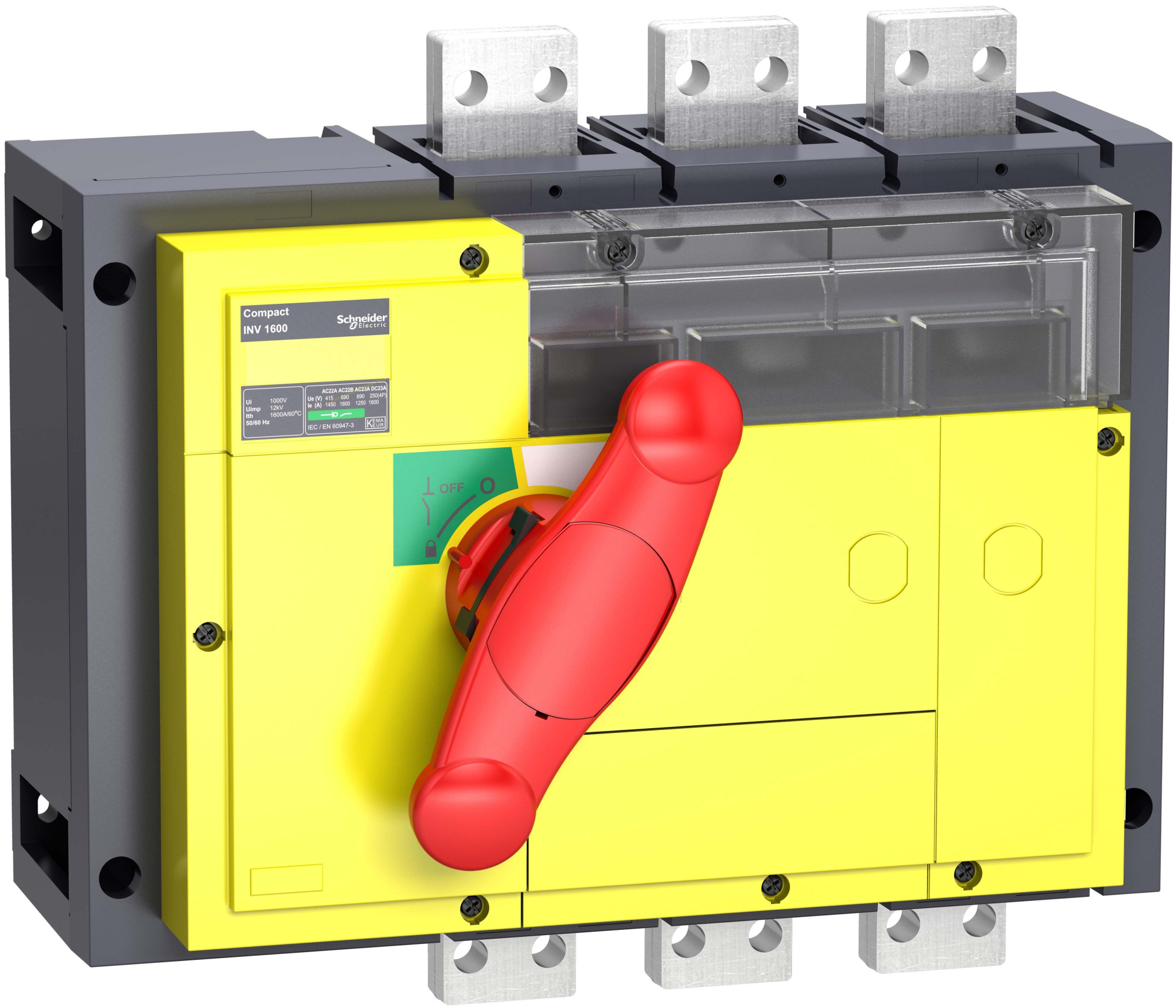 Выключатель-разъединитель inv800 3п красная рукоятка/желтая панель Schneider Electric, 31372