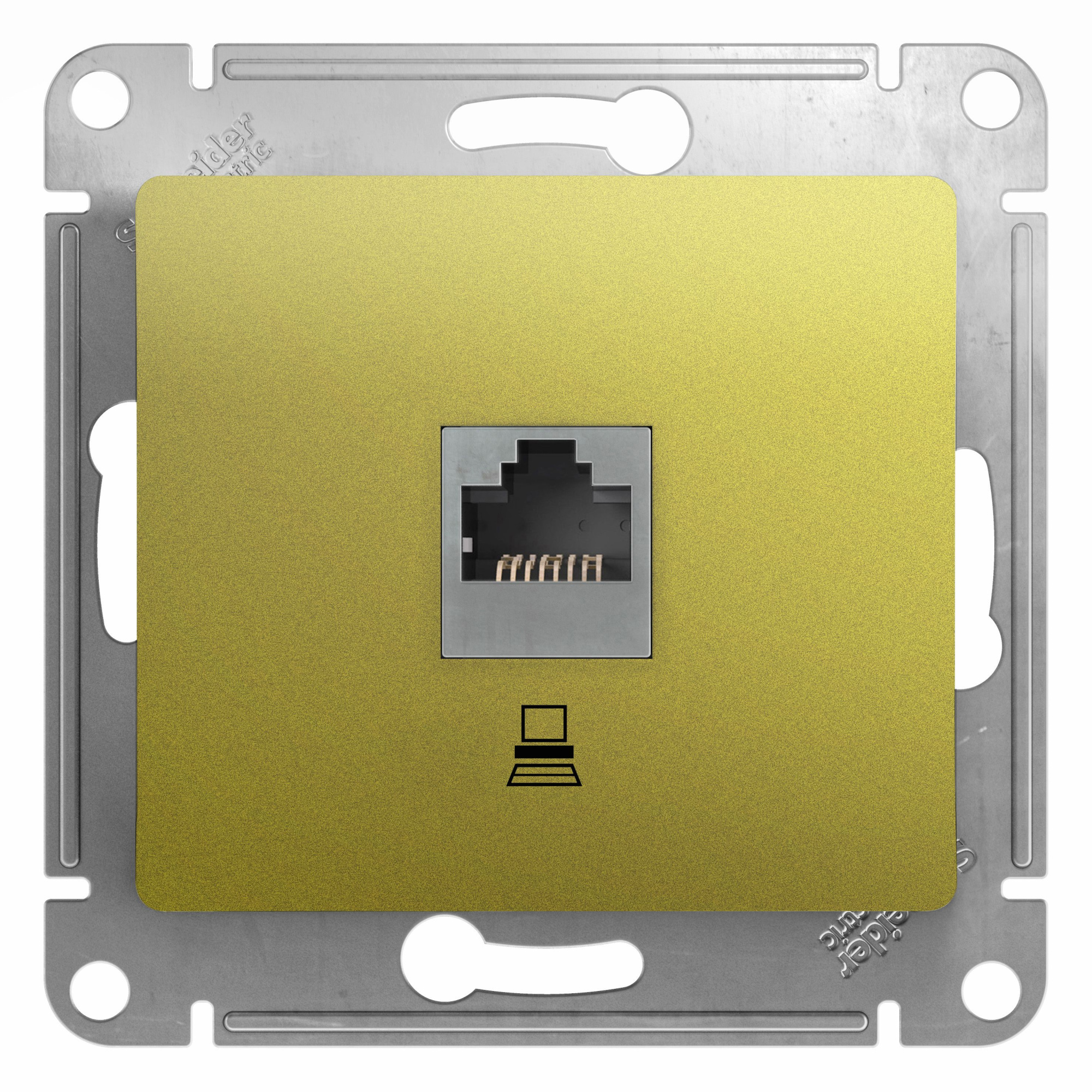 Розетка компьютерная RJ45 кат.5e, механизм (фисташковый) Glossa Systeme Electric, GSL001081K