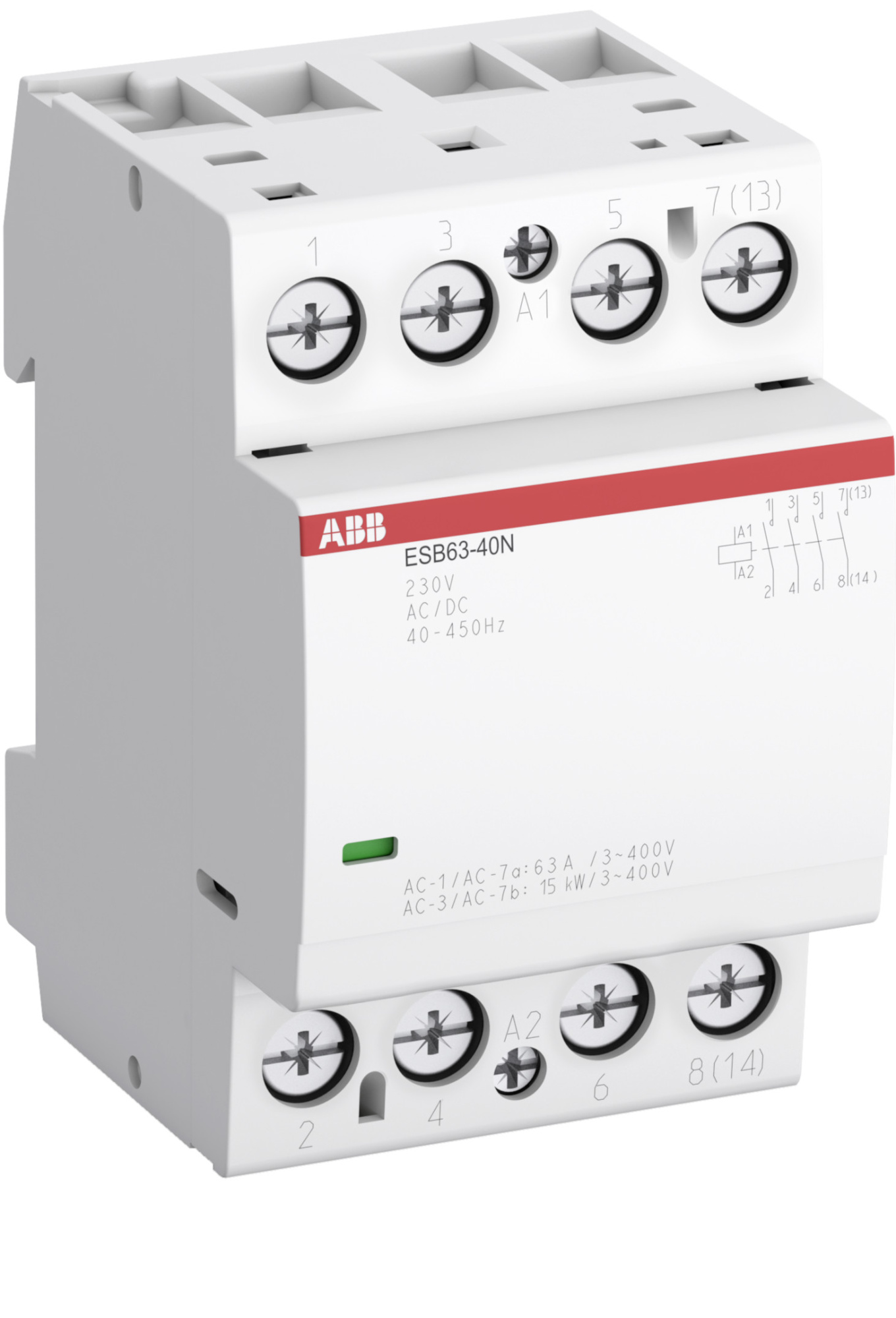 ESB63-20N-06 Контактор модульный (63А АС-1, 2НО), 230В AC/DC ABB, 1SAE351111R0620