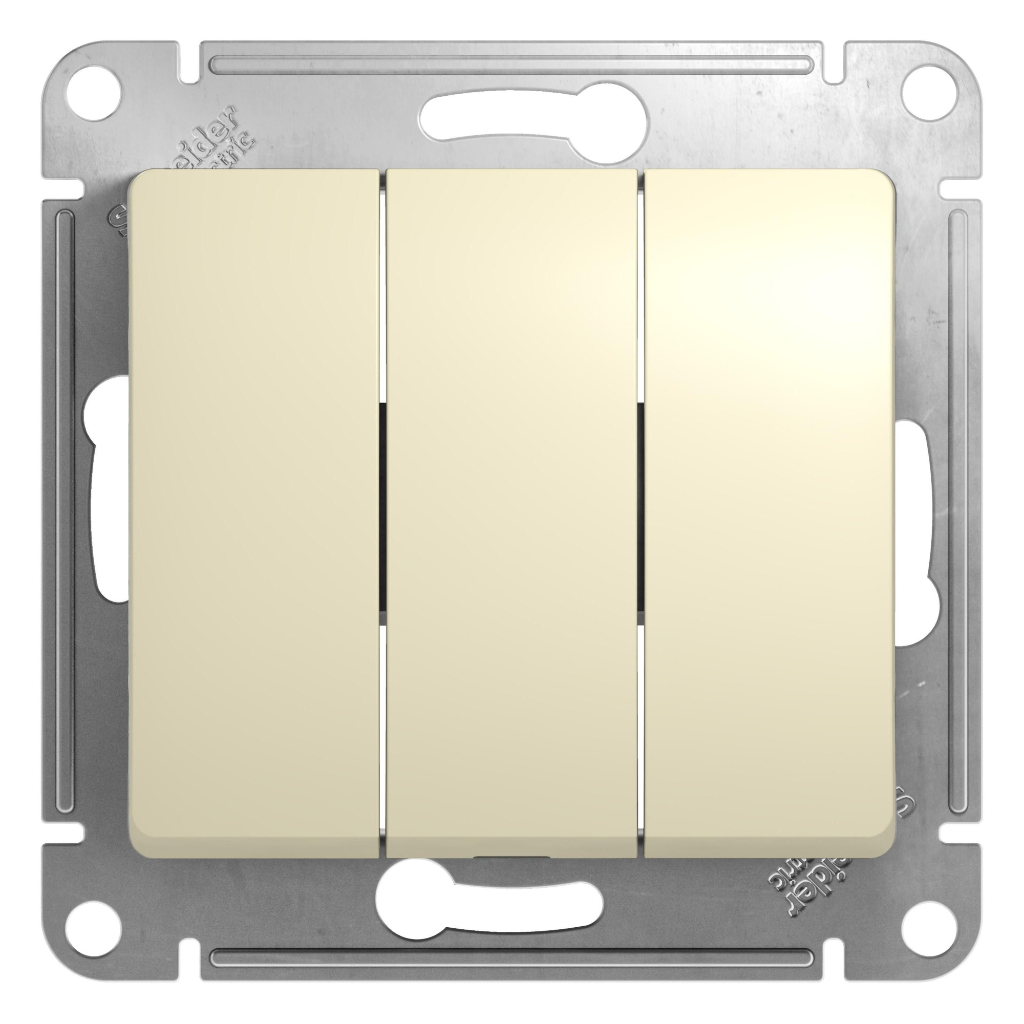 Выключатель 3-клавишный, сх.3, 10АХ, механизм (бежевый) Glossa Systeme Electric, GSL000231