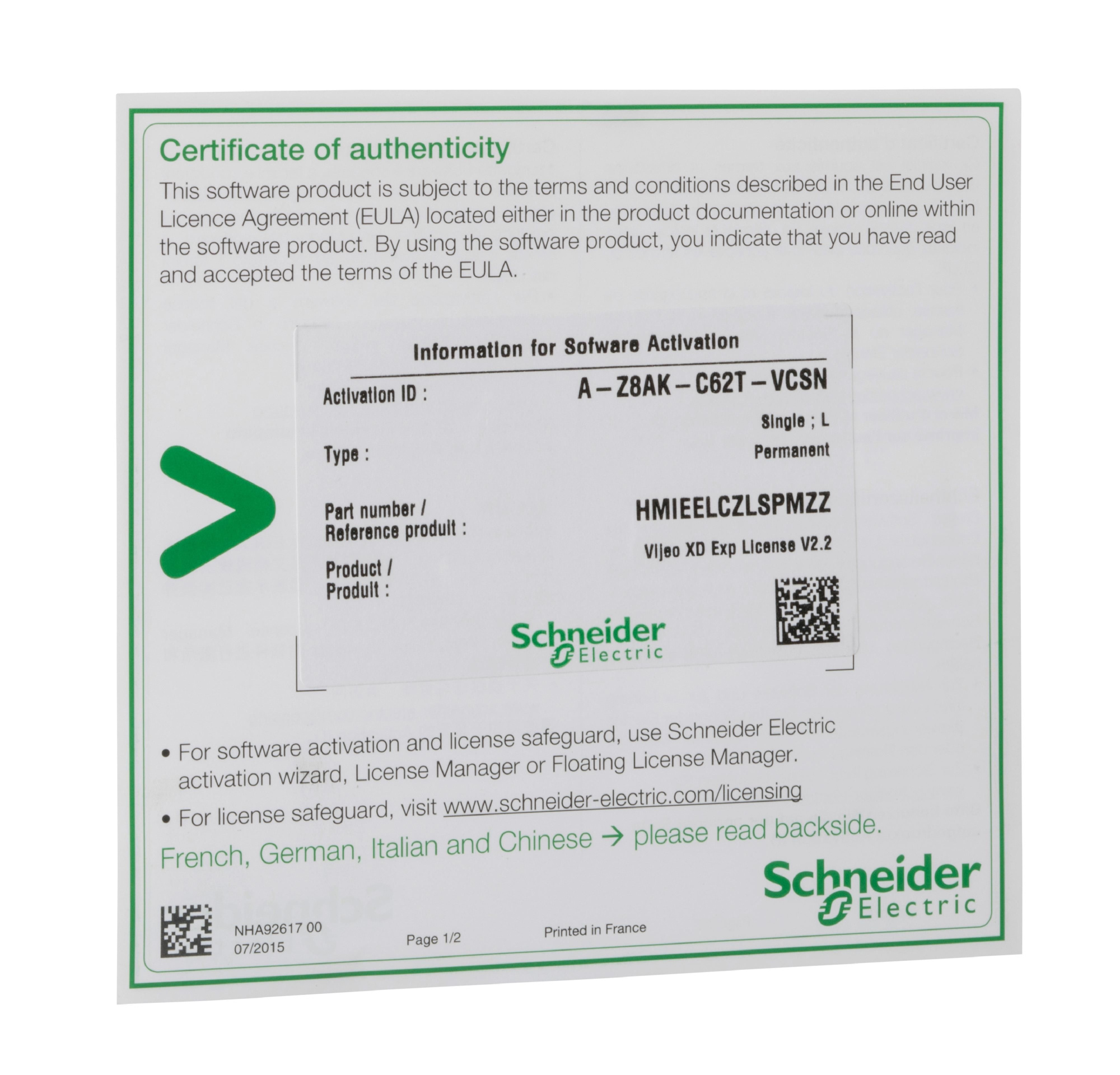 Vijeo xd express, лицензия для hmisto7xx Schneider Electric, HMIEELCZLSPMZZ