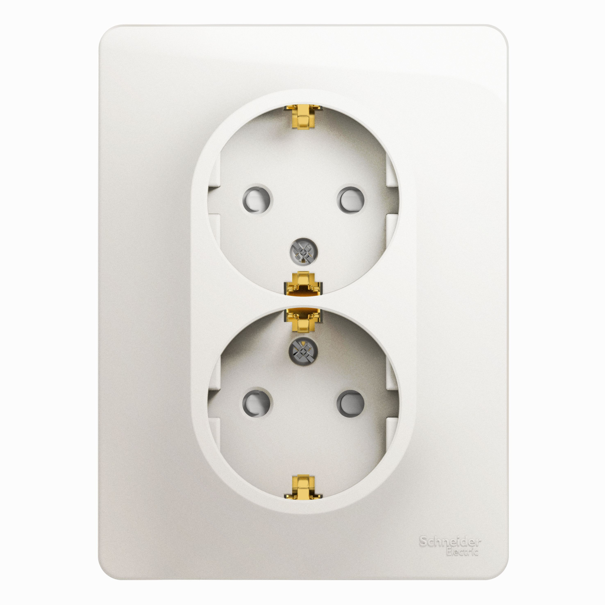 Розетка двойная с заземлением, со шт,16А, 250В, в сборе (перламутр) Glossa Systeme Electric, GSL000626