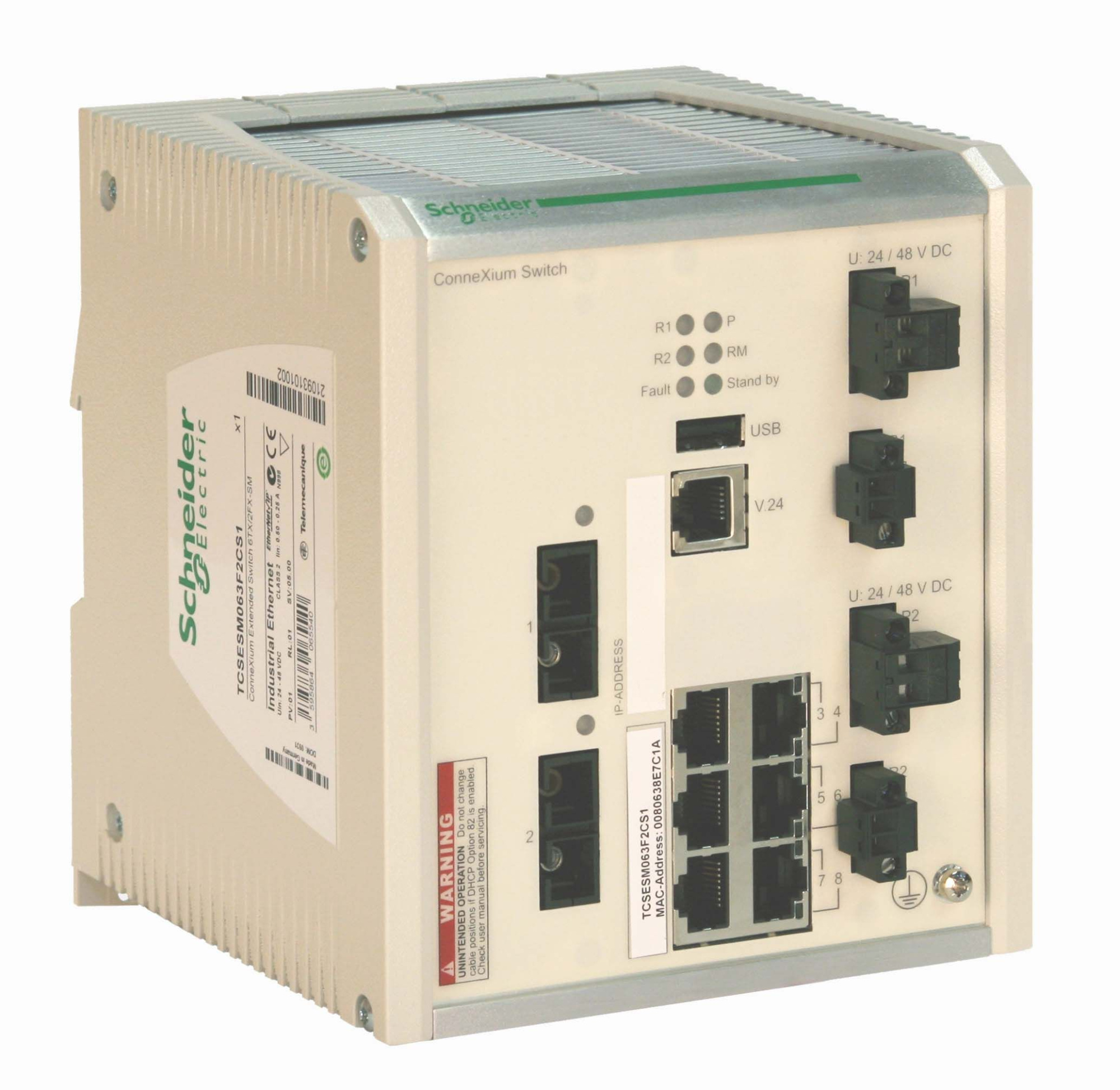 Коммутатор connexium 6tx/2fxsm (6 rj45,1 медь, 2 опт одномод,10/100 mbit, покр) Schneider Electric, TCSESM063F2CS1C