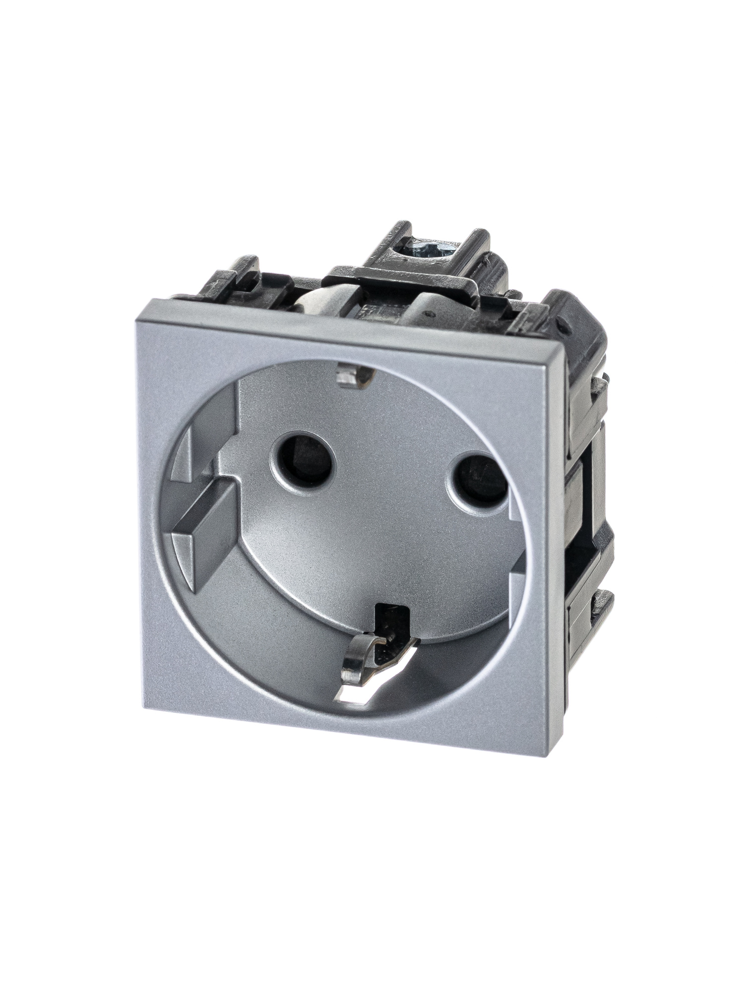 N2288 PL Розетка SCHUKO с заземлением, со шторками 16А/250В (серебристый) Zenit ABB, 2CLA228800N1301