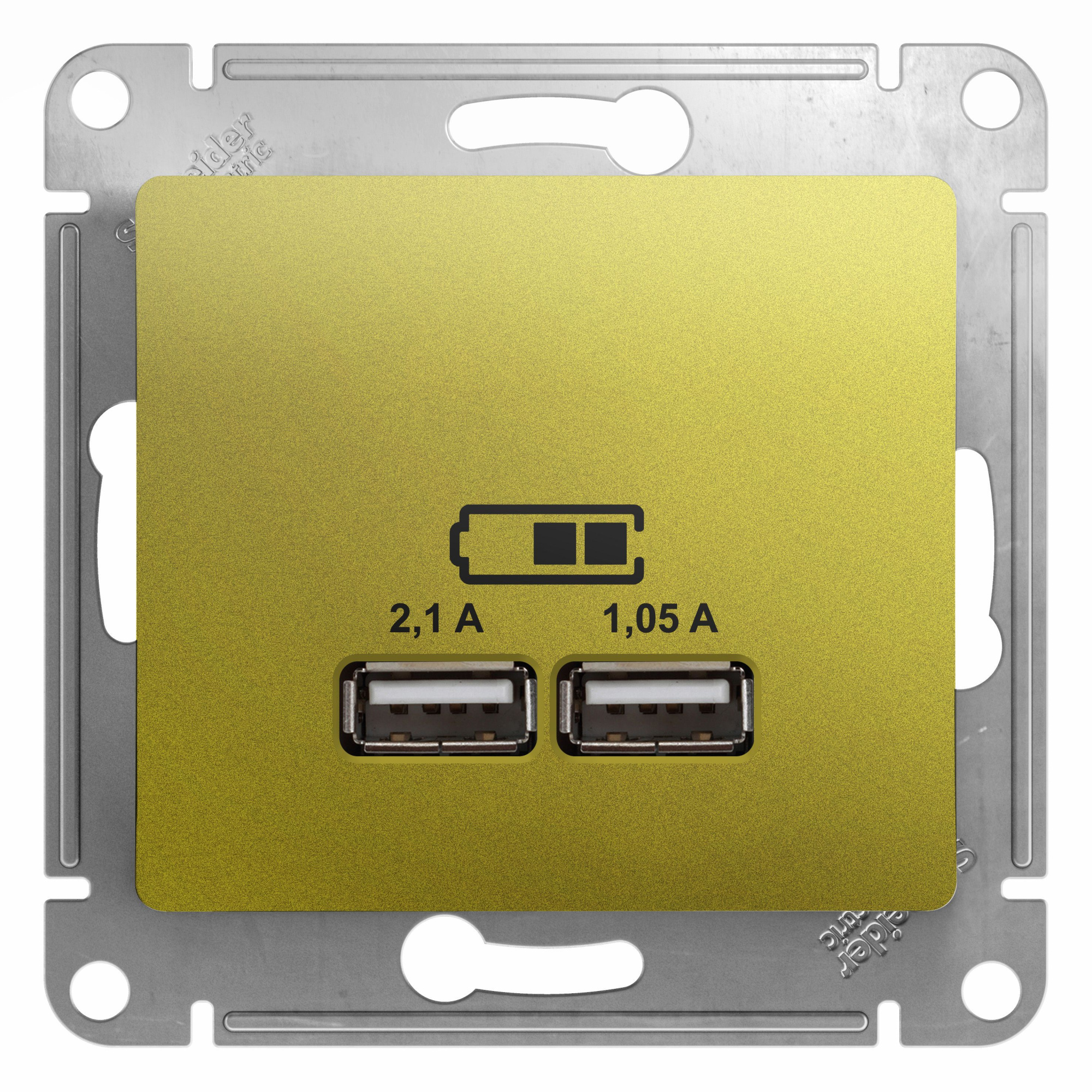 Розетка USB 5в/2100ма, 2х5в/1050ма, механизм (фисташковый) Glossa Systeme Electric, GSL001033