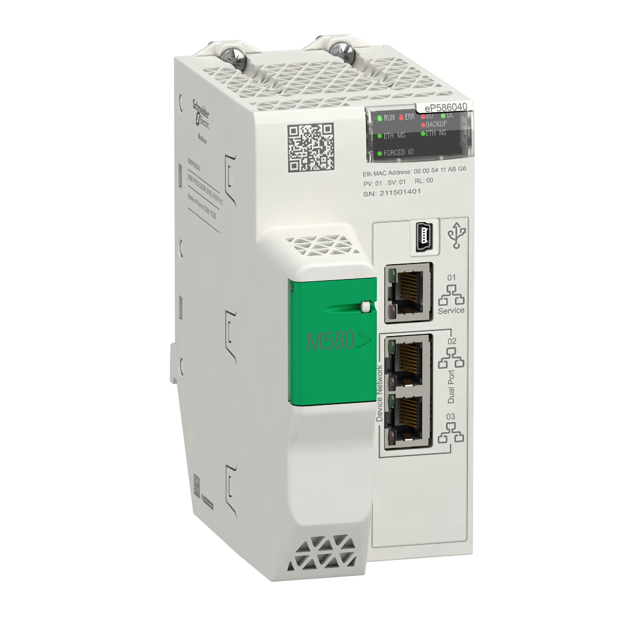 M580 цпу уровень 6, озу 64 mb, dio+rio (до 31 ст. x80+quantum io) Schneider Electric, BMEP586040