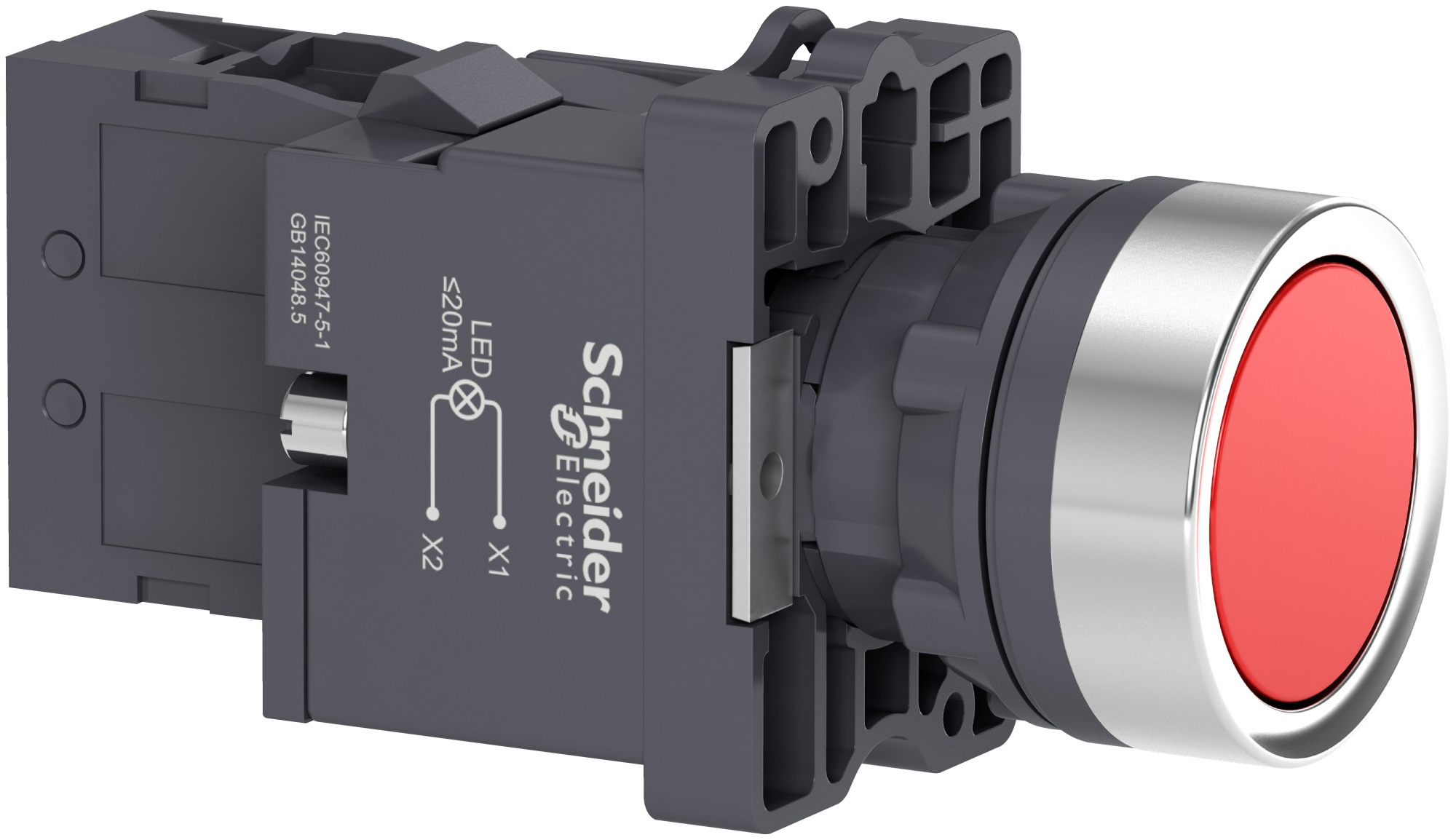 Кнопка красная с подсветкой СLED,220В 1НО Schneider Electric, XA2EW34M1