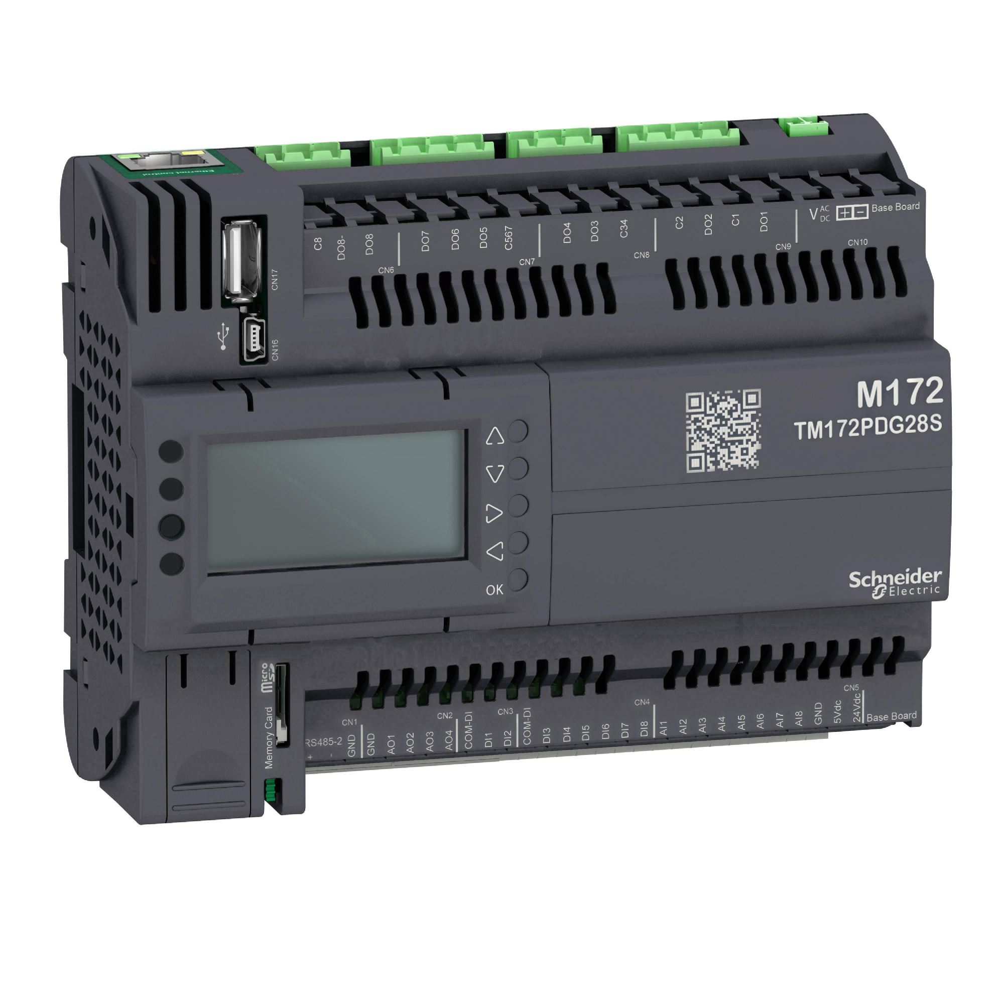 Плк м172,дисплей, 28i/o,eth, 2 mb, 2 ssr Schneider Electric, TM172PDG28S