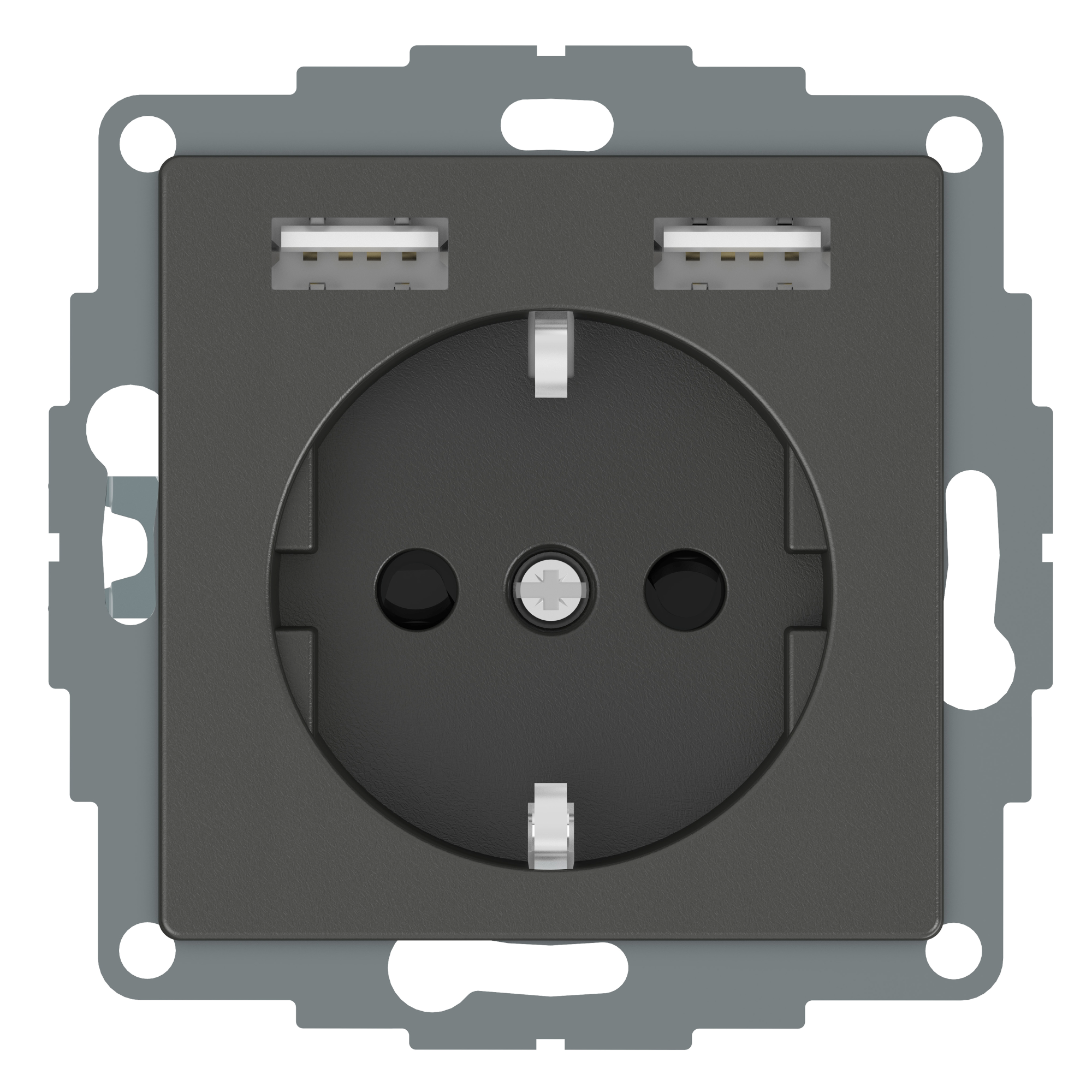Розетка SCHUKO с 2 USB c зарядным устройством 2,4 a, sm (антрацит) Merten Schneider Electric, MTN2366-0414