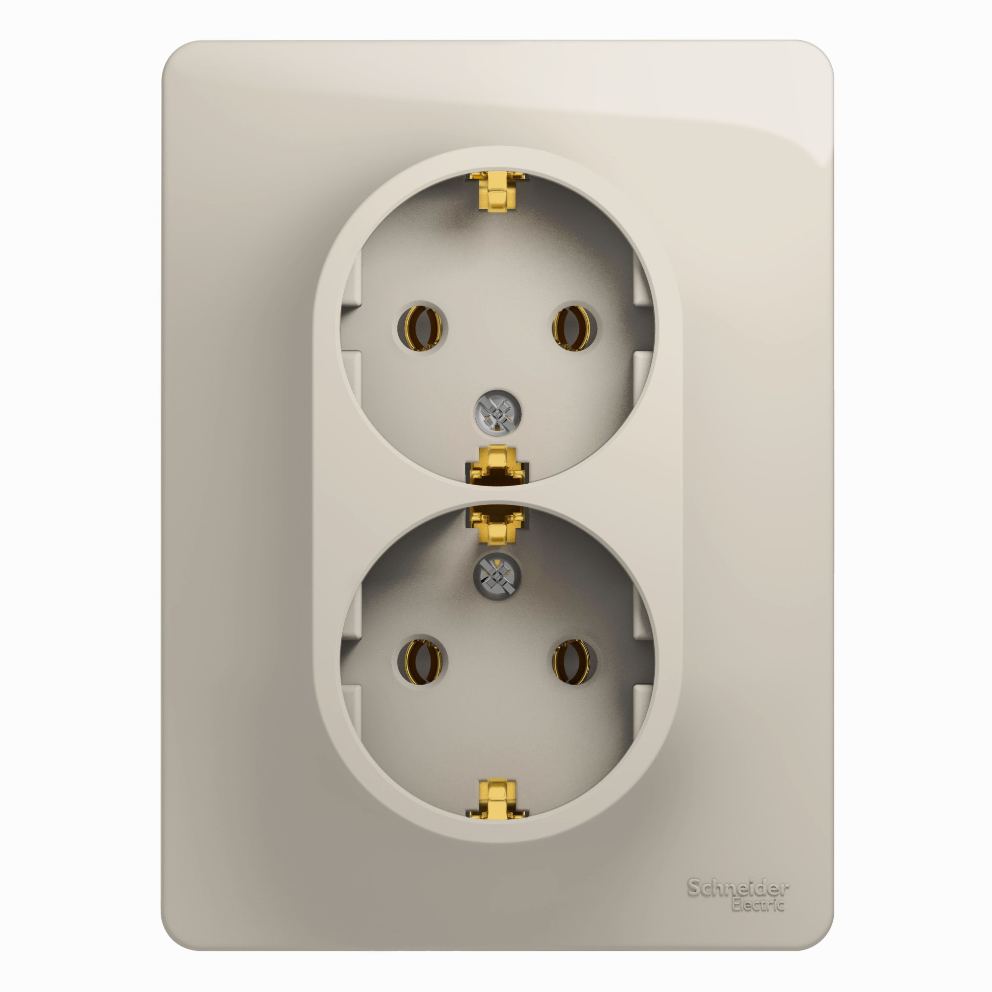 Розетка двойная с заземлением,16А, 250В, в сборе (молочный) Glossa Systeme Electric, GSL000924