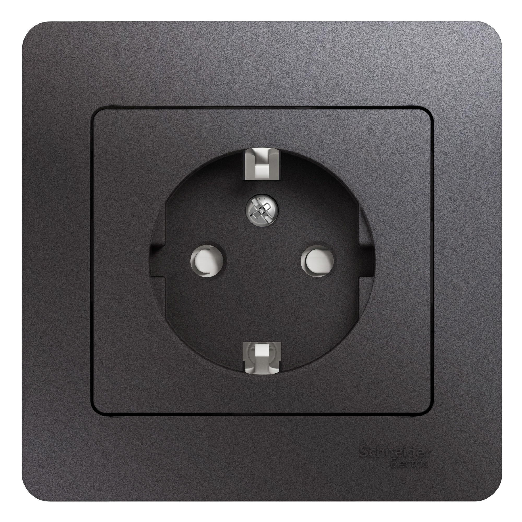 Розетка с заземлением со шторками,16А, 250В, в сборе (графит) Glossa Systeme Electric, GSL001344