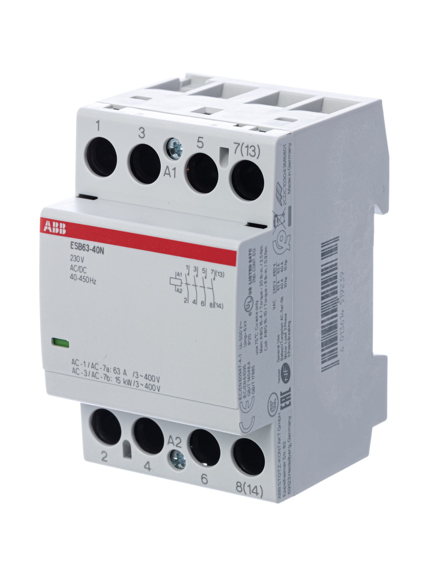 ESB63-40N-06 Контактор модульный (63А АС-1, 4НО) 230В AC/DC ABB, 1SAE351111R0640