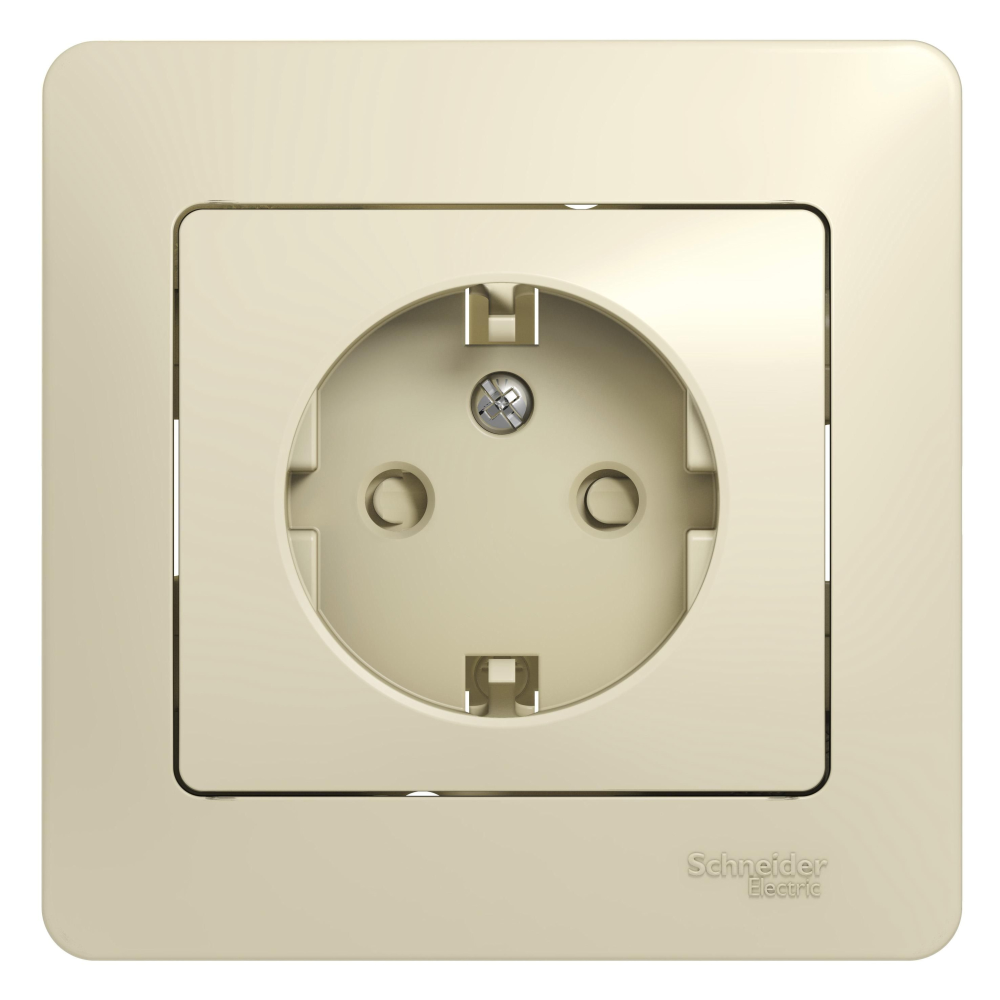 Розетка с заземлением со шторками, 16А, в сборе (бежевый) Glossa Systeme Electric, GSL000244